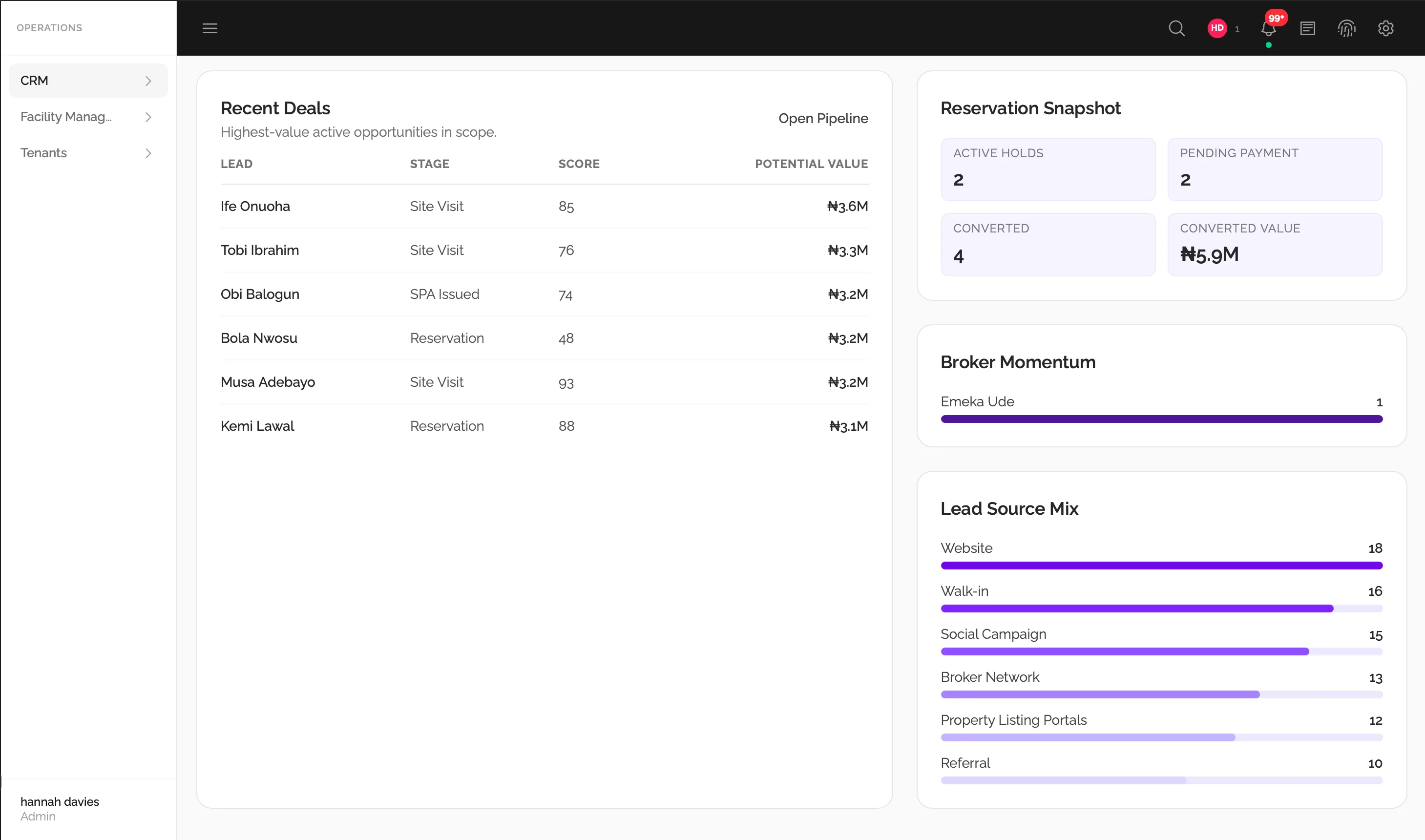 Crm module screenshot (2 of 5)